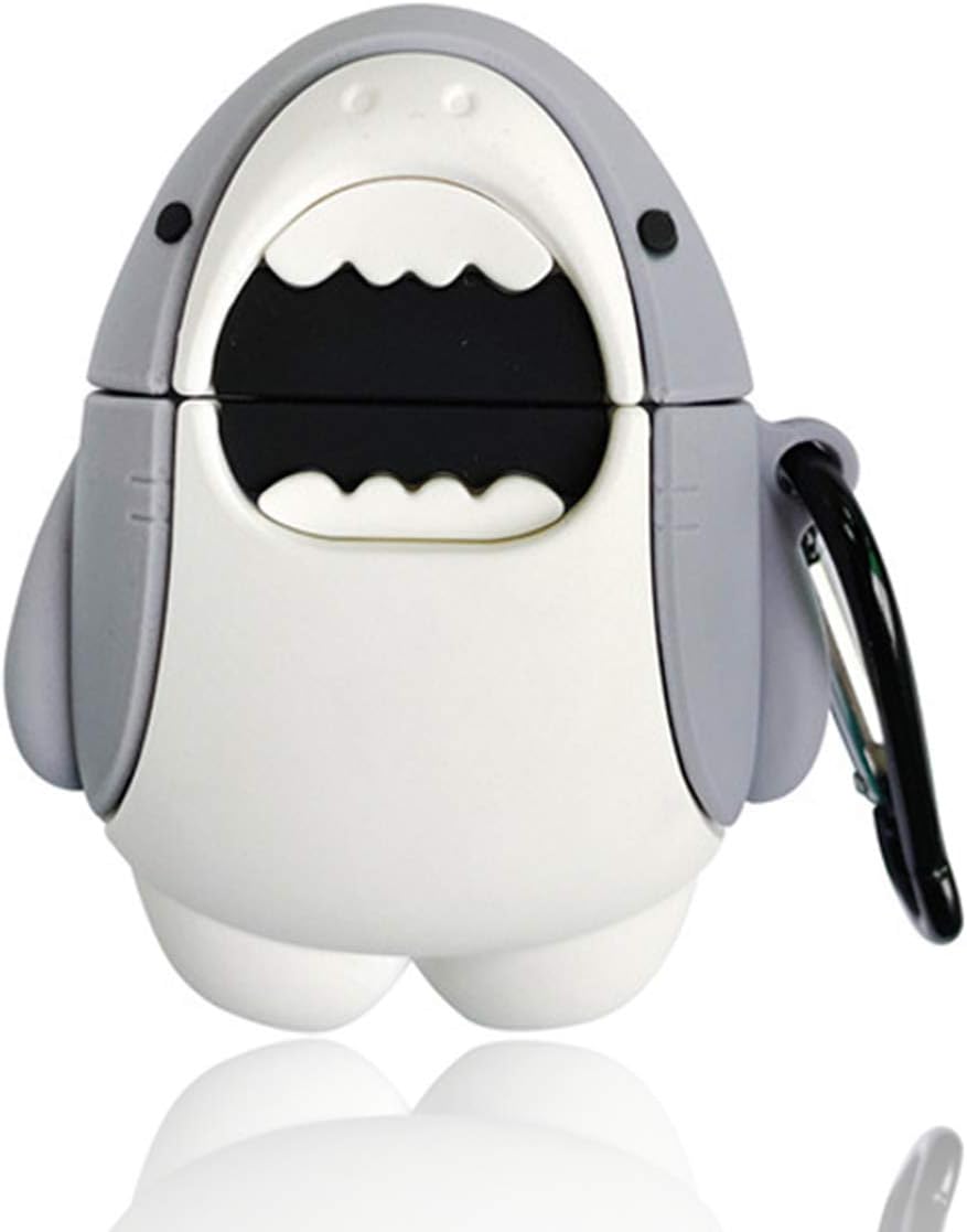 KAKBKOY BNBY Airpods Silicone Case for Apple Airpods 1 & 2 Cartoon Pattern 350 Corgi Drone Xin Ramen Shark Guitar [Best Gift for Friends] (Shark)