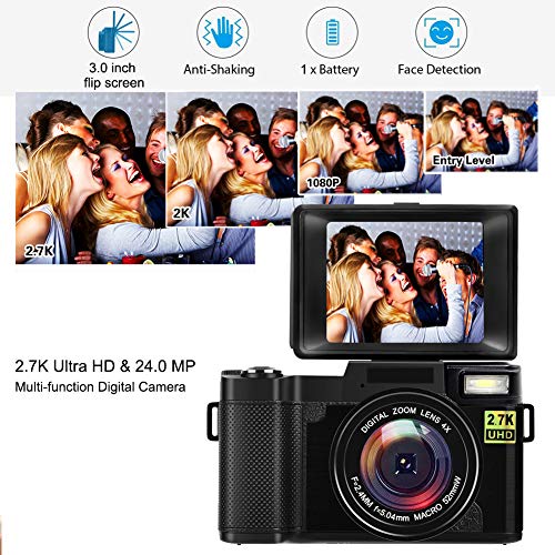Camara-de-Fotos-Cmara-Digital-Vlogging-Cmara-240-MP-27K-Ultra-HD-Cmara-Compacta-de-30-Pulgadas-con-Pantalla-Plegable-Linterna-Retrctil