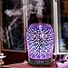 3D Aromatherapy Glass Essential Oil Diffuser COOSA 100ml Ultrasonic Aroma Diffuser Cool Mist Humidifier with 7 Color Changing LED Lights and Waterless Auto Shut-off for Home Office Baby Room Spa Yoga