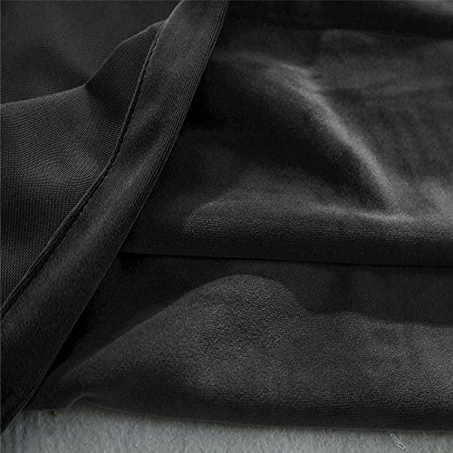 Comforhome Solid soft velvet window curtain Rod Pocket Drapes Black 52" x 95" (1 Panel) - Thumbnail 3