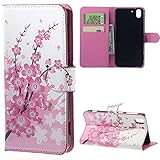 Case for HTC Desire Eye,Generic Wallet Pouch Card Slot PU Leather Case Protective Flip Cover For HTC Desire Eye(Pink flower)