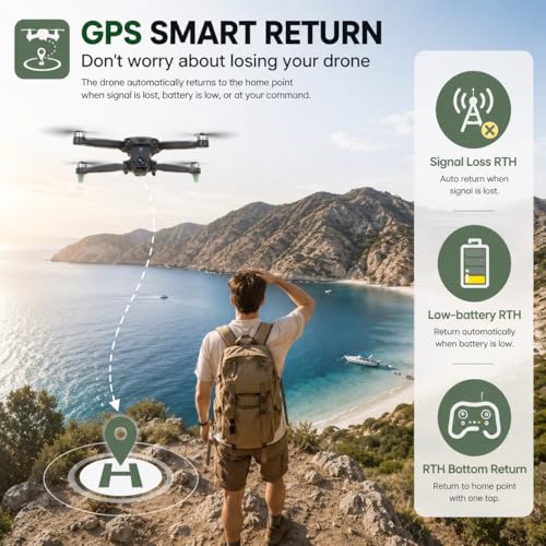Holy Stone GPS Drones for Adults with Camera 4K - HS175D RC Quadcopter Lightweight FAA-Exempt Design with Auto Return, Follow Me, Waypoint Fly, Altitude Hold, 46 Mins Long Flight
