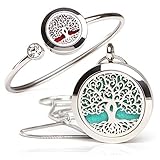 Essential Oil Diffuser Necklace and Bracelet Set - Best for Aromatherapy - Perfume, Fragrance, Scent Diffusers for Women - Tree of Life Gift Set (Small)