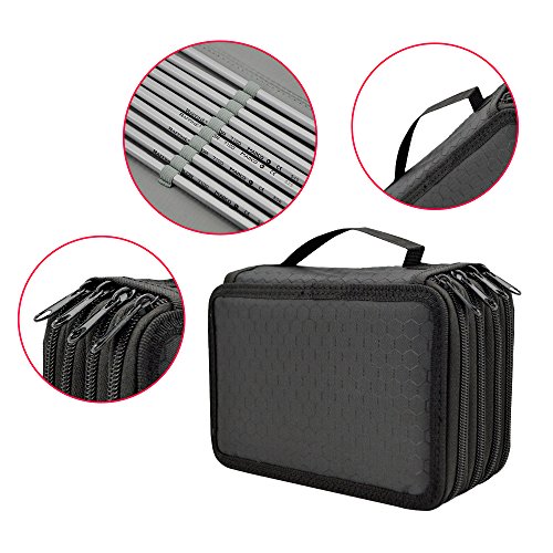 Painting Pencils Case with Zipper 72 holder Art Pen Case Canvas Protection Drawing Case(black)