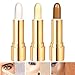 3 Colors Illuminator Highlighter Makeup Sticks Cosmetics Whitening Cream Contour Concealer Sticks Shimmer Foundation Stick Face Cheeks Eye Nose Highlight Concealer Pen，Gold, silver and brown (3 PCS)