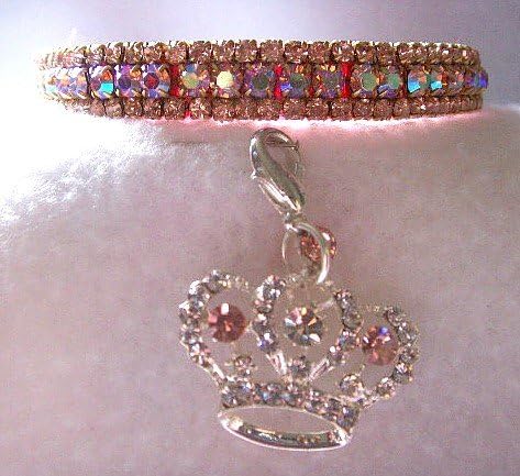 Prissy Pink Aurora~3/8" Crystal Rhinestone Pet Dog Cat Collar EXTRA Small #376