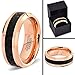 Tungsten Wedding Band Ring 8mm for Men Women Comfort Fit 18K Rose Gold Plated Plated Black Carbon Fiber Beveled Edge Polished