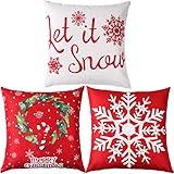 Jetec 4 Pieces Pillow Case Throw Cushion Cover Cotton Linen Pillow Decorations for Halloween Thanksgiving Christmas Autumn, 18 by 18 inch (Color Set 9)