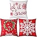 Jetec 4 Pieces Christmas Pillow Cover Cotton Linen Decorative Pillowcases Christmas Snowflake Sofa Cushion Cover for Home Christmas Favor, 18 by 18 Inches