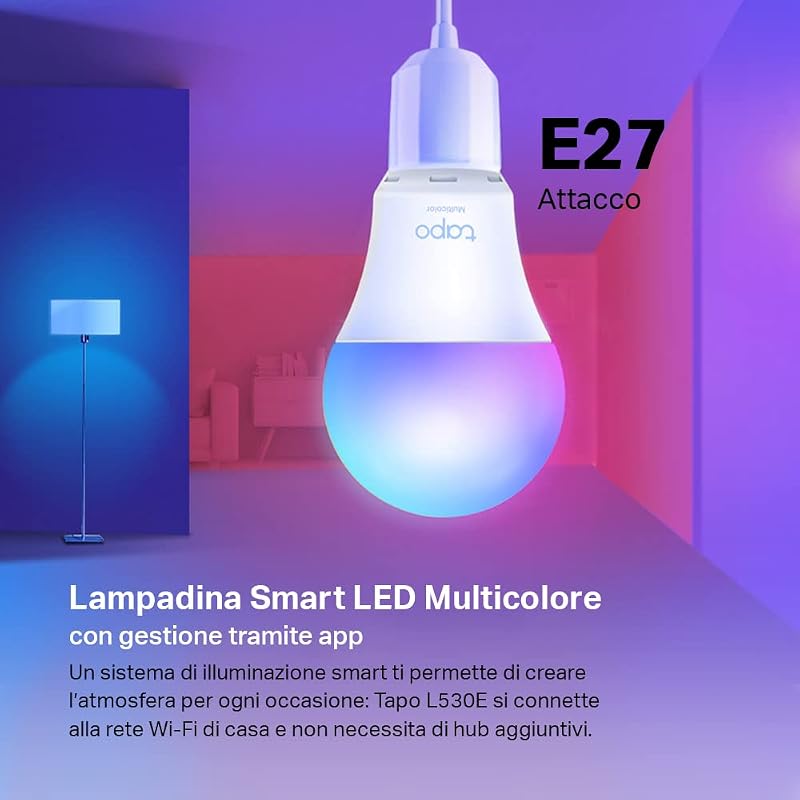 L530E Lampadina Smart WiFi E27 Multicolore 806lm 9W Alexa Google, 2pz
