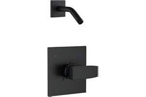 GUOLAIBA Replacement for Delta 13/14 Series Shower Handle Trim Kit with Shower Arm and Flange, Compatible with Delta R10000 Valve, Matte Black (Cartridge and Valve Not Included)