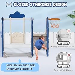 BIERUM 5 in 1 Toddler Slide and Swing Set, Pirate