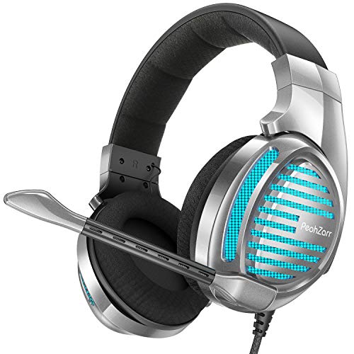 PeohZarr Gaming Headset Xbox One Headset PS4 Headset 7.1 Surround Sound, Noise Canceling Over Ear Headphones with Mic, LED Light, PC Gaming Headset Compatible with PS4, Xbox One, Switch, PC, Mac PeohZarr Gaming Headset Xbox One Headset PS4 Headset 7.1 Surround Sound, Noise Canceling Over Ear Headphones with Mic, LED Light, PC Gaming Headset Compatible with PS4, Xbox One, Switch, PC, Mac
