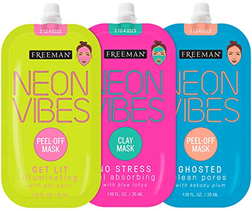 Freeman Neon Vibes Spout Face Masks for Multi-Use – 3 Count (No Stress, Get Lit, Ghosted)