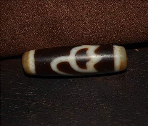 Genuine Tibetan Lotus flower Dzi Bead Amulet Real Pure Gzi Pendant Ancient Eye Tianzhu Agate Stone Ivory Color Old Antique Milky Gzi Nepal Zee Tibet Buddhism Necklace Authentic Carnelian Protective Charm Talisman