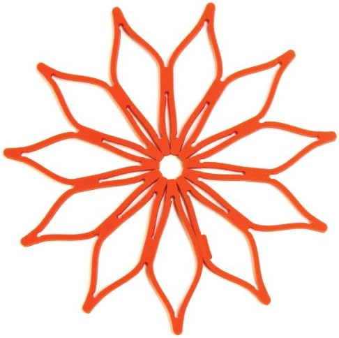 Blossom Mini Multi-Purpose Flower Shaped Silicone Trivet, Hot Pad, Coaster, Napkin Ring; 5.5-Inches; Set of 2; Orange