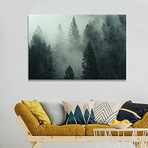 Canvas Wall Art - Pine Forest in The Fog - Giclee Print Gallery Wrap Modern Home Art Ready to Hang - 12x18 inches