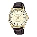 Casio MTP-V005GL-9A Men's Gold Tone Brown Leather Watch Gold Dial