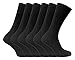 Mens 6 Pair Pack Thin 100% Cotton Lightweight Black or Brown Ribbed Crew Dress Socks (SE002 Black) 7-12 US