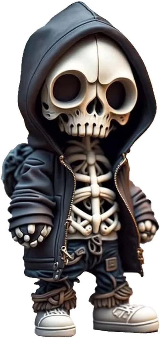 Pipihome Skeleton Figurines Skull Ornament Statue Halloween Decor Resin 13.5cm