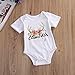 Baby Infant Girls White Color Short Sleeve Deer Head Bodysuit Romper Outfits (0-3 Months)
