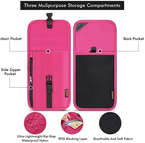 Travel Pouch Neck Wallet Passport Holder Organizer Case with Cash Blocking,Security Zipper Mini Messenger Bag Satchel Bag,Cell Phone Travel Purse Bag (Rose Red) 3 Travel Pouch Neck Wallet Passport Holder Organizer Case with Cash Blocking,Security Zipper Mini Messenger Bag Satchel Bag,Cell Phone Travel Purse Bag (Rose Red)