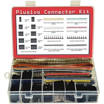 Dupont Connector Kit - 1004 pcs Crimp Connector Kit with Dupont Wire Connectors and Ribbon Cable - A Set of Male and Female 2.54 mm Dupont Connectors and Crimp Pins from Plusivo