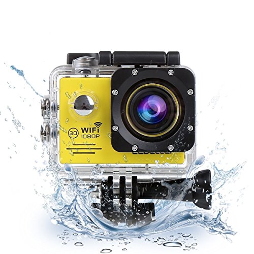 CCbetter Sports Action Camera CS720W Wifi 1080P HD 170 Degree Waterproof Digital Action Cam 2.0 inch LCD Screen 14MP DV Helmet Mount Motorcycle Camcorder with 2 Batteries free Accessories (Yellow)