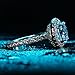 Jiangyue Lady Rings Halo Big Stone AAA Cubic Zirconia Rhodium Plated Party Solitaire Jewelry Mother 's Day Gift Size 5-10