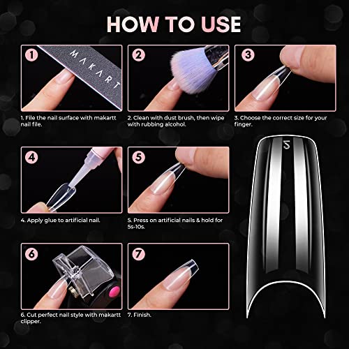 Makartt Nail Tips Half Cover French Nail Tips Clear Acrylic Nails for