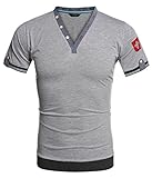 Coofandy Men's Casual Contrast Color Short Sleeve Henley Shirts Polo Shirt