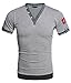 Coofandy Short Sleeve T Shirts for Men V Neck Fashionable Contast Color Henley Shirts