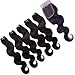JINREN (TM) Brazilian Virgin Hair with Closure Unprocessed Brazilian Body Wave Human Hair Weave 5 Bundles with Lace Closure 4x4 Lace Top Closure (16