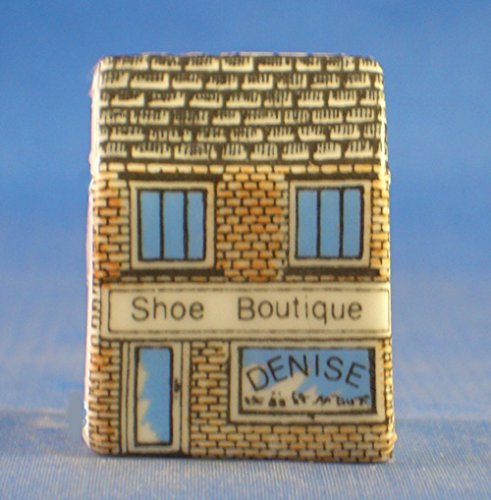Porcelain China Collectable Thimble - Miniature House Shape - Shoe Boutique