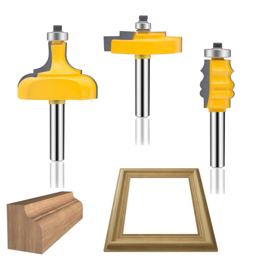 LEATBUY Router Bit Tongue and Groove Set,1/4 Inch Shank Router Bits Sets Complete Picture Frame Making Carbide Tool for Door Table Cabinet Shelve Wall DIY(TL-4)