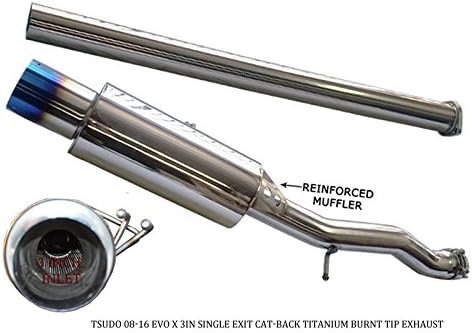 Tsudo 08-16 Evo X 3in Single Exit Cat-back Burnt Tip Exhaust