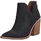 Womens Ankle Boots Slip on Cutout Pointed Toe Snakeskin Chunky Stacked Mid Heel Booties