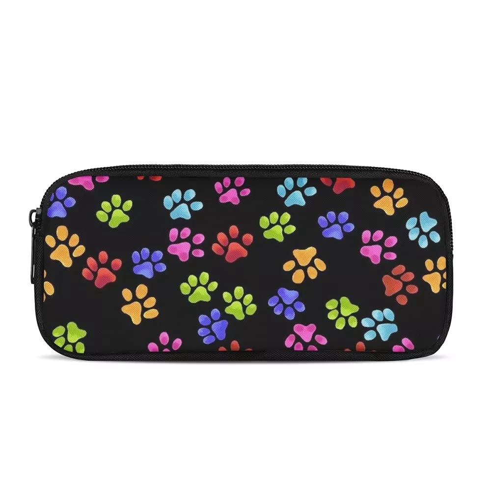 Women Cosmetic Case Small - Ladies Travel Carrying Makeup Bag Stylish Multi-Colored Handy Wrap &Zipper (Dog Paw-Colorful)