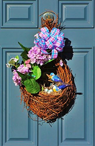 Spring Door Decor, Mother's Day Gift, Floral Door Decor, Floral Decor, Tear Drop Birds' Nest, Housewarming Gift, Gift for Her, Spring Wreath