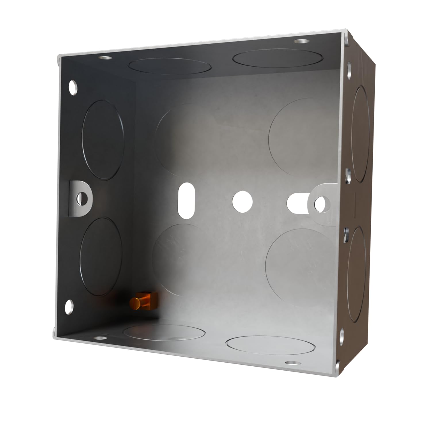 rhinocables Metal 1 Gang Single Socket Back Box, Single Pattress Box Mount, Flush Mount (1 Pack, 35mm)