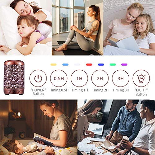 Aromatherapy Humidifier with Essential Oil - Soothing Metal Humidifiers with Essential Oils, Cool Mist Humidifiers with Essential Oils, Aromatherapy Diffuser Humidifier for Bedroom