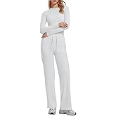 Women’s 2 Piece Lounge Sets Slim Crew Neck Long Sleeve Top & High Waist Straight Pants Tracksuit Sweatsuit Fall Travel Outfit