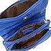 b.m.c BMC Womens Sapphire Blue Textured PU Faux Leather Quilted Pattern Triple Compartment Zipper Tassel Fashion Clutch Handbag