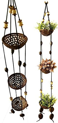 Thai Handmade Exotic Elegance 3 Tier Perforated Coconut Shell Hanging , coconut shell Bowl, By Audomna Shop.