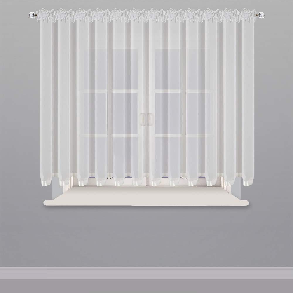FKL DESIGN Home Deco Beautiful Voile Window Curtain with Ruffle Tape 150x300cm LB-80 (150x300cm)
