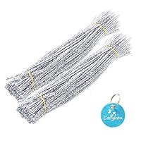 Caryko Tinsel Creative Arts Chenille Stems 6 mm x 12 Inch, Pack of 200 (Silver)