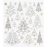 Christmas Tree Glitter Gem Stickers for Holiday Crafts or Scrapbooks - 62 Pieces