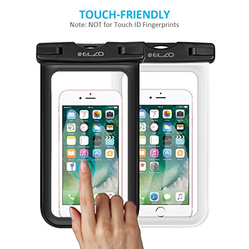 ELZO Waterproof Case, Universal IPX8 Waterproof Phone Pouch Dry Bag for iPhone 8 7 6S 6 Plus SE, Samsung Galaxy S8 S7 S6 Edge, LG, HTC, Sony, Nokia up to 6” Diagonal (2 Pack)
