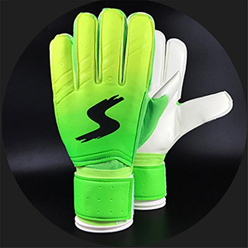Gift, Ikevan A Pair Goalkeeper gloves Roll Finger Soccer Goalie Gloves for Soccer Player (Green, 10 Number) - Thumbnail 3