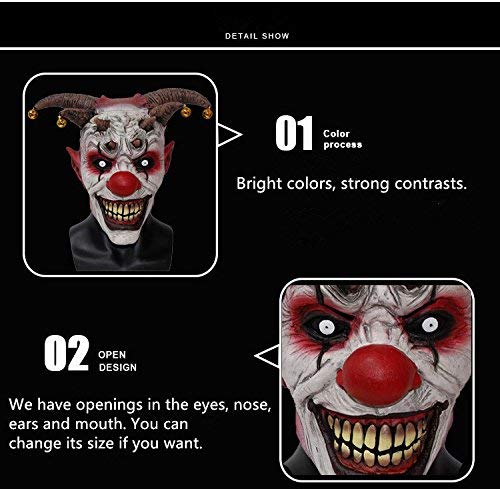 XIAO MO GU Latex Halloween Party Cosplay Face Mask Clown Costumes Mask (Orange Hair)